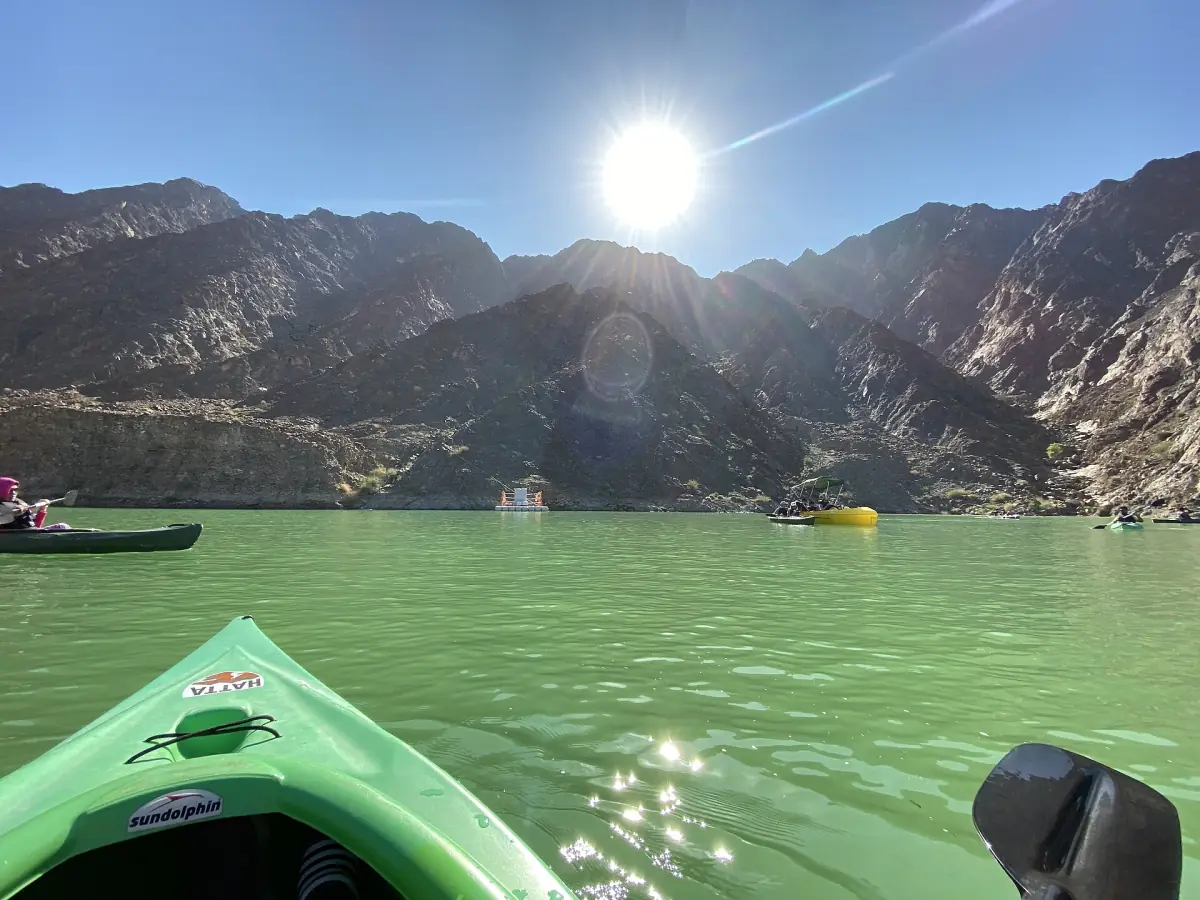 Kayaking on the reservoir at Hatta Dam