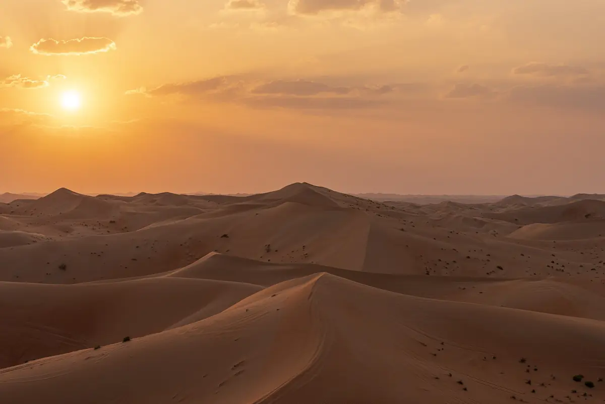 Sonnenuntergang über den Dünen der Rub al-Chali